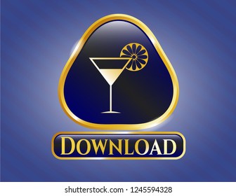  Gold badge or emblem with cocktail glass icon and Download text inside