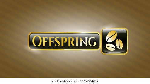 Gold badge or emblem with coffee bean icon and Offspring text inside