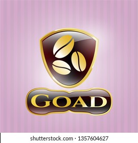  Gold badge or emblem with coffee bean icon and Goad text inside