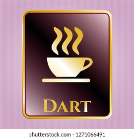  Gold badge or emblem with coffee cup icon and Dart text inside