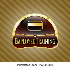  Gold Badge Or Emblem With Credit Card Icon And Employee Training Text Inside