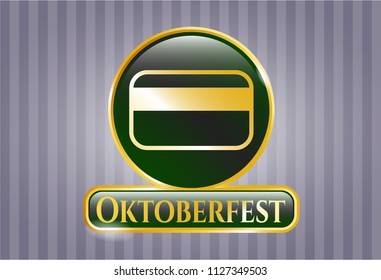  Gold badge or emblem with credit card icon and Oktoberfest text inside