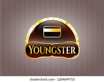  Gold badge or emblem with credit card icon and Youngster text inside