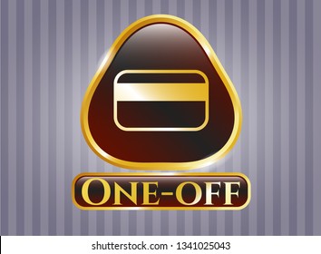  Gold badge or emblem with credit card icon and One-off text inside