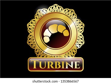  Gold badge or emblem with croissant icon and Turbine text inside