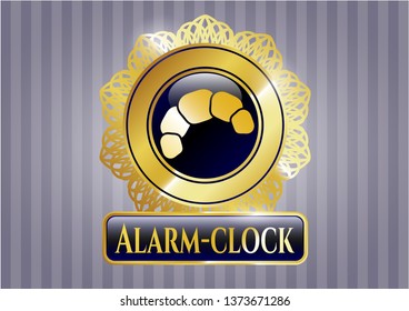  Gold badge or emblem with croissant icon and Alarm-clock text inside