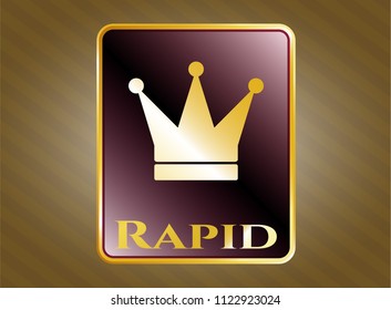  Gold badge or emblem with crown icon and Rapid text inside