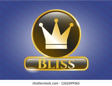  Gold badge or emblem with crown icon and Bliss text inside