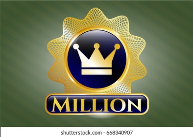  Gold badge or emblem with Crown icon and Million text inside