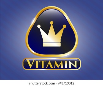  Gold badge or emblem with crown icon and Vitamin text inside