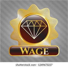  Gold badge or emblem with diamond icon and Wage text inside