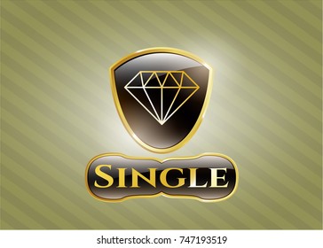  Gold badge or emblem with diamond icon and Single text inside