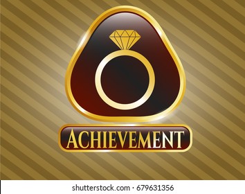  Gold badge or emblem with Diamond Ring icon and Achievement text inside