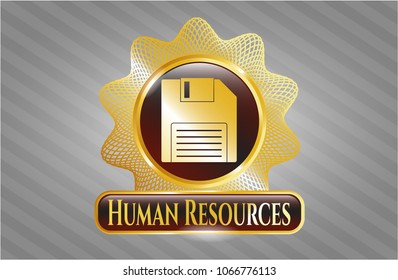   Gold badge or emblem with diskette icon and Human Resources text inside