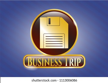   Gold badge or emblem with diskette icon and Business Trip text inside