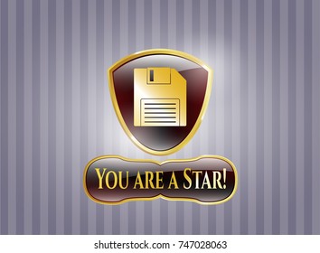  Gold badge or emblem with diskette icon and You are a Star! text inside