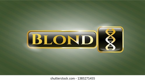  Gold badge or emblem with dna icon and Blond text inside