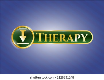  Gold badge or emblem with download icon and Therapy text inside
