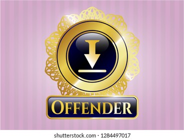  Gold badge or emblem with download icon and Offender text inside