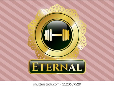  Gold badge or emblem with dumbbell icon and Eternal text inside