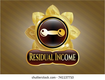  Gold badge or emblem with dumbbell icon and Residual Income text inside