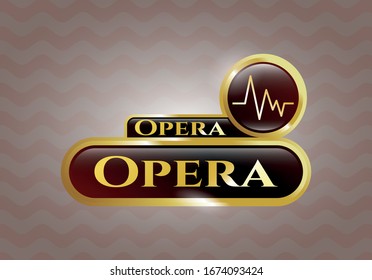  Gold badge or emblem with electrocardiogram icon and Opera text inside