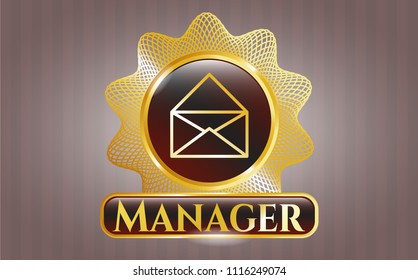  Gold badge or emblem with envelope icon and Manager text inside