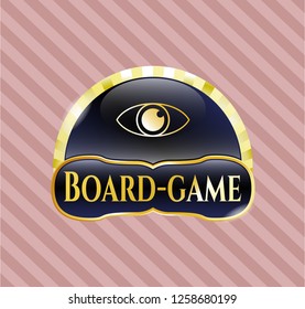  Gold badge or emblem with eye icon and Board-game text inside