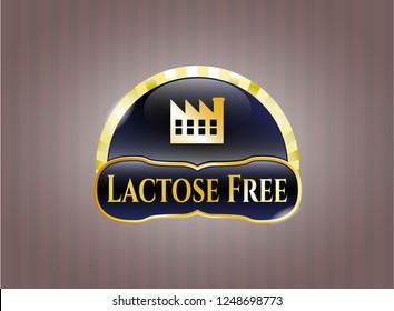  Gold badge or emblem with factory icon and Lactose Free text inside