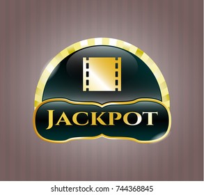  Gold badge or emblem with film icon and Jackpot text inside