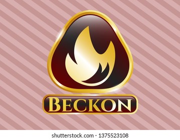  Gold badge or emblem with fire icon and Beckon text inside