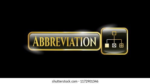  Gold badge or emblem with flowchart icon and Abbreviation text inside