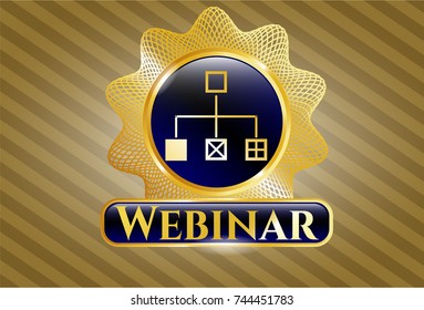  Gold badge or emblem with flowchart icon and Webinar text inside