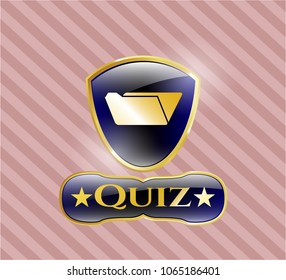  Gold badge or emblem with folder icon and Quiz text inside