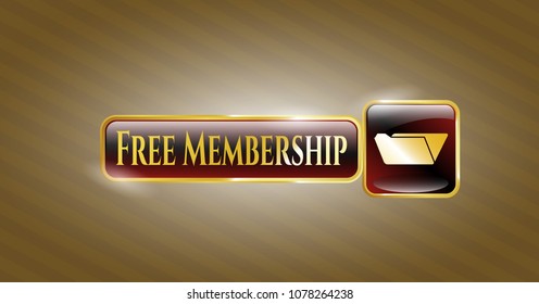   Gold badge or emblem with folder icon and Free Membership text inside