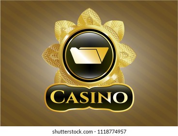  Gold badge or emblem with folder icon and Casino text inside