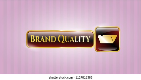  Gold badge or emblem with folder icon and Brand Quality text inside