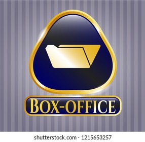  Gold badge or emblem with folder icon and Box-office text inside