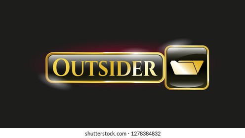  Gold badge or emblem with folder icon and Outsider text inside