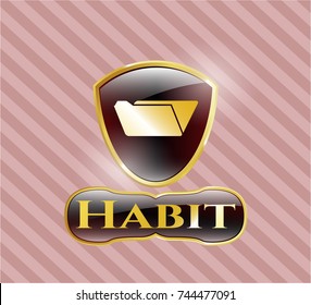  Gold badge or emblem with folder icon and Habit text inside