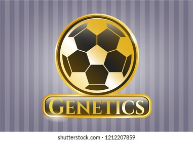  Gold badge or emblem with football ball icon and Genetics text inside