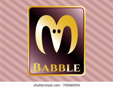  Gold Badge Or Emblem With Goat Head Icon And Babble Text Inside