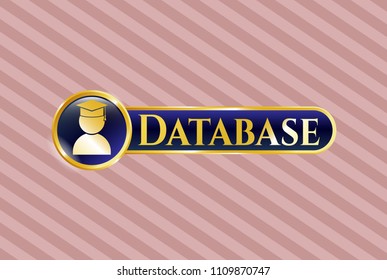   Gold badge or emblem with graduation icon and Database text inside