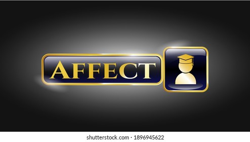 Gold badge or emblem with graduation icon and Affect text inside