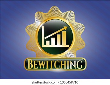  Gold badge or emblem with growth chart icon and Bewitching text inside