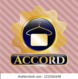  Gold badge or emblem with hanger with towel icon and Accord text inside