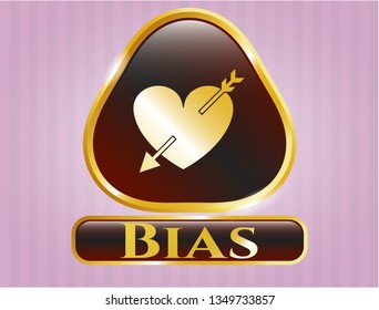  Gold badge or emblem with heart with arrow icon and Bias text inside
