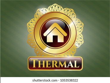  Gold badge or emblem with home icon and Thermal text inside