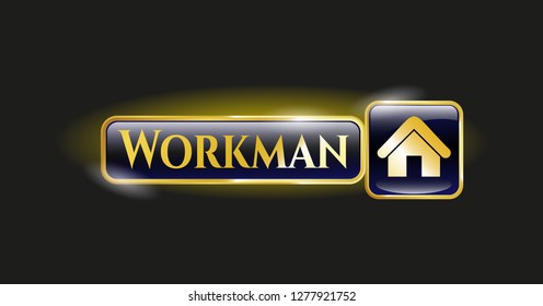  Gold badge or emblem with home icon and Workman text inside