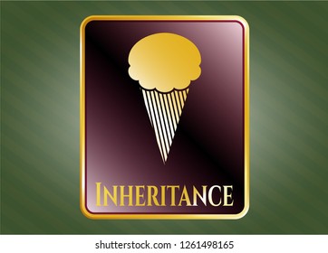  Gold badge or emblem with ice cream icon and Inheritance text inside